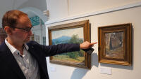 galerie Pavel Hlubuček, ředitel Lázní a obraz možná nesprávně označený  Besedické skály .
